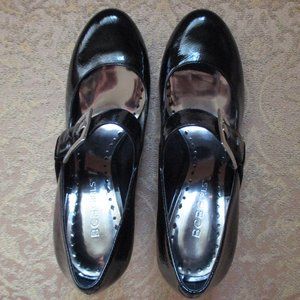 bcbgirls black patent leather melissa wedge heels - 6.5